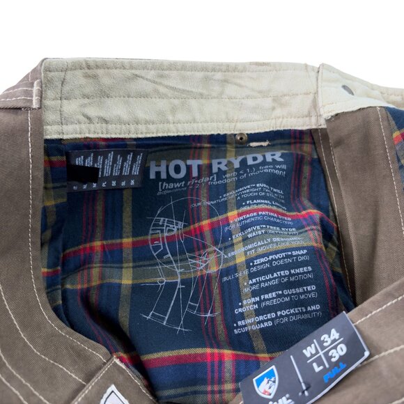 KUHL Flannel Lined HOT RYDR Pants Mens 34 x 30 Vintage Patina Dye Dark Khaki NWT - Picture 10 of 10